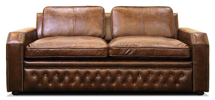 двухместный кожаный диван со спальным местом